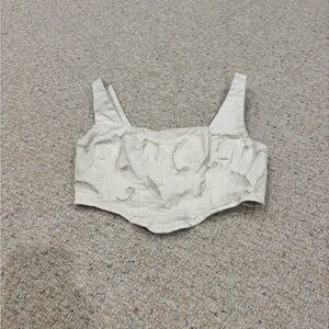 Urban Outfitters Cream Embroidered Tank Top